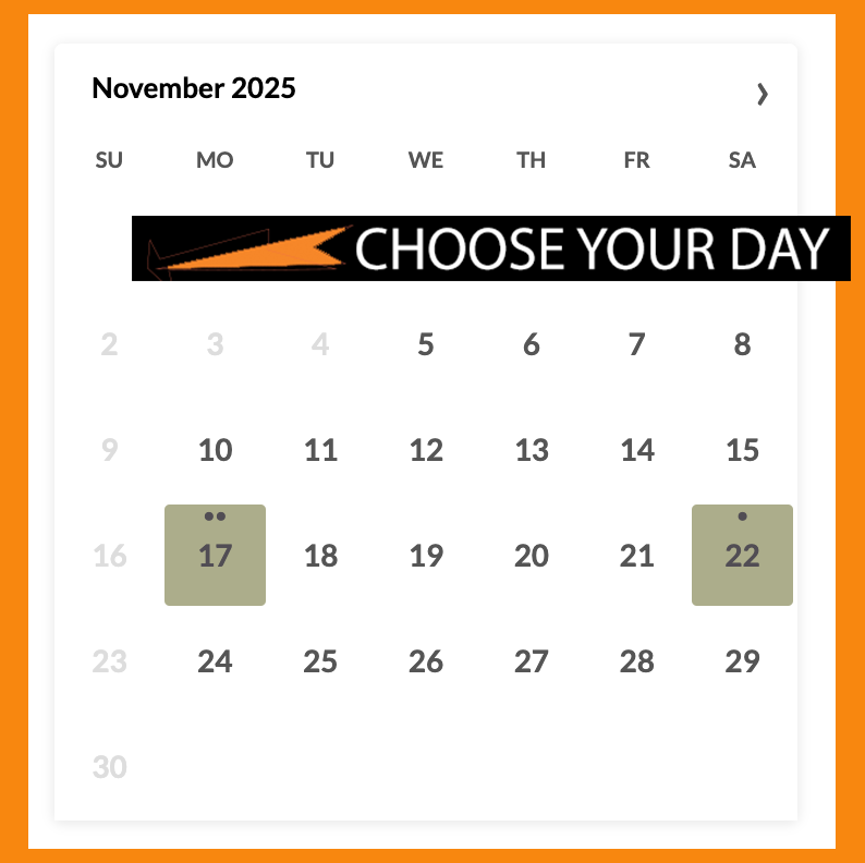 Icon - Choose your day! Book online now